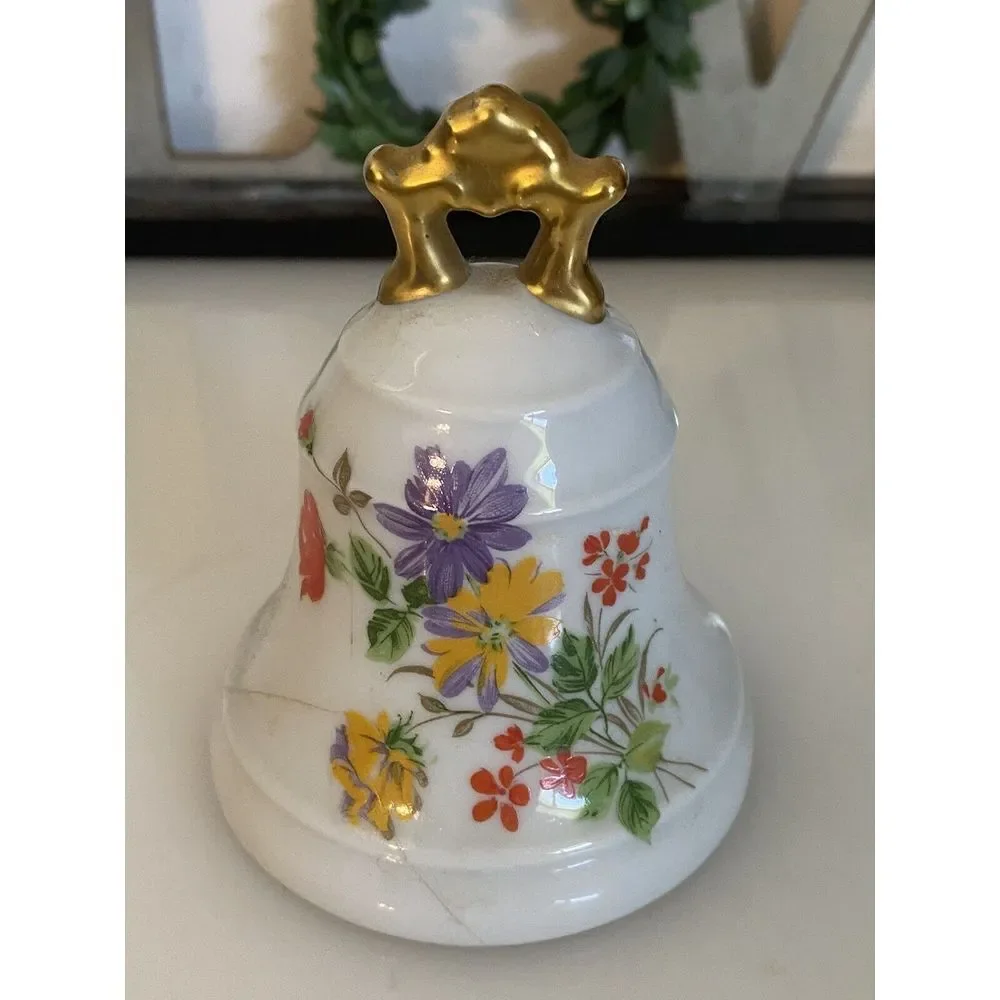 Vintage Bernardaud Limoges Porcelain Bell With Flower Motif Made In France‎ GUC
